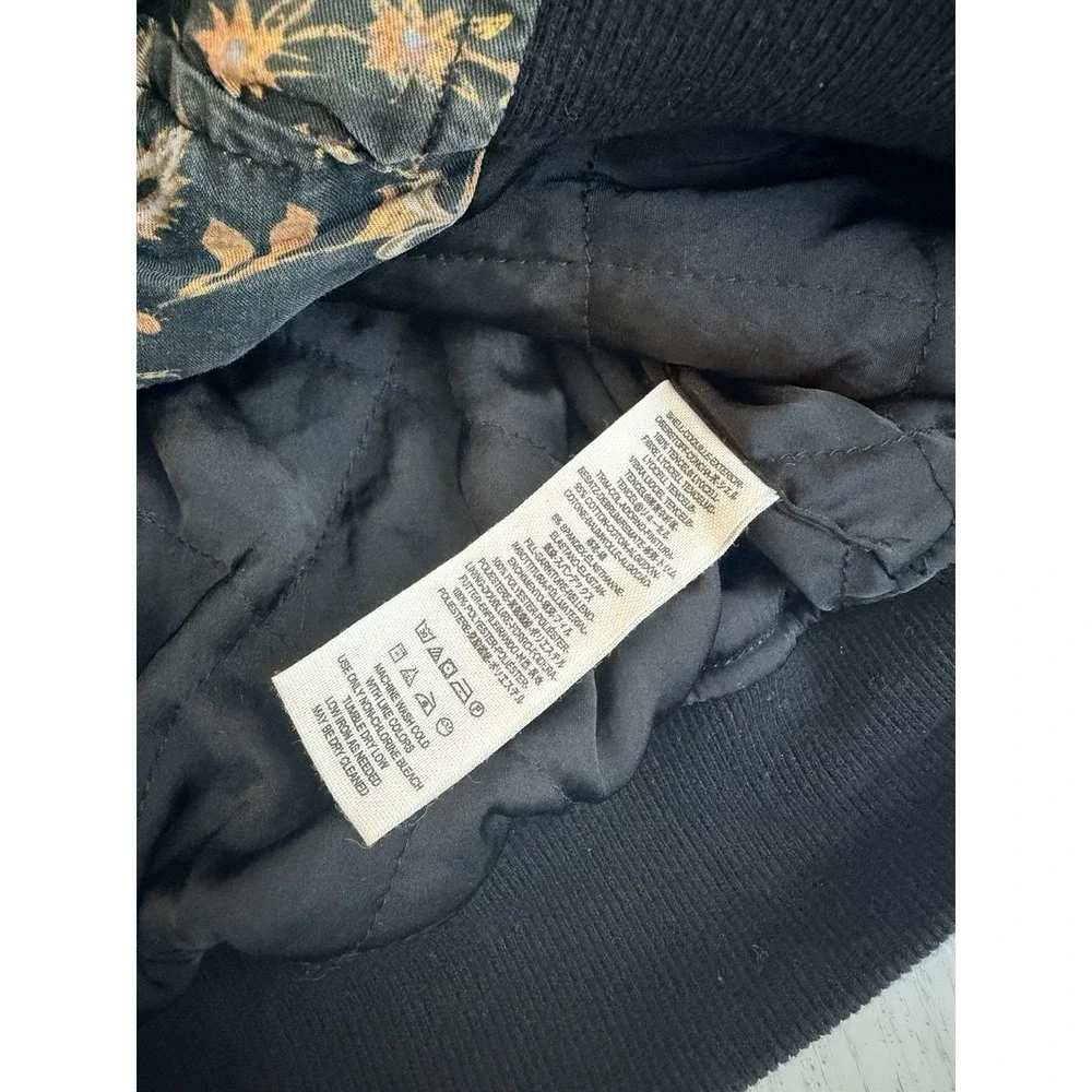 Free People Floral Bomber Jacket Sz S Black‎ / Multicolor